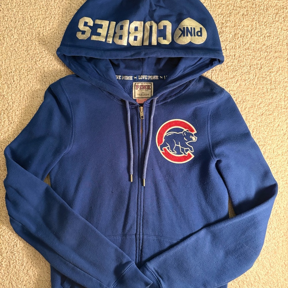 Victoria's Secret Blue and Silver Cubs Full Zip Hoodie - Picture 4 of 6